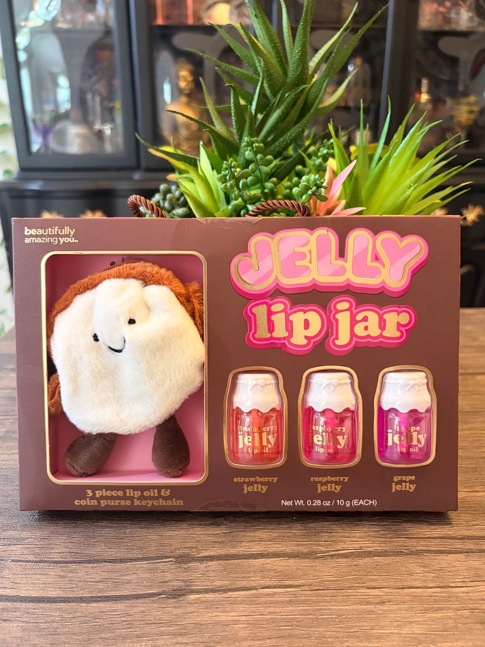 Jelly Lip Jar  3pcs lip oil set and coin purse keychain